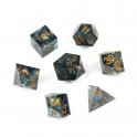 Tärningsset - Razor Series: Dark Cyan with Gold numbers (DRRS002)